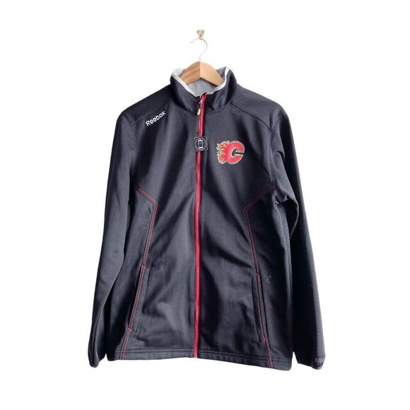 Reebok Mens Calgary Center Ice Collection Flames NHL Jacket Black Size Medium - Picture 1 of 7